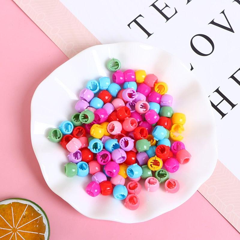 100Pcs Cute Candy Colors Plastic Hairpins Mini Hair Claw Clips Hair Braids Maker Beads Headwear Gorgeous Hair Accessories For Women