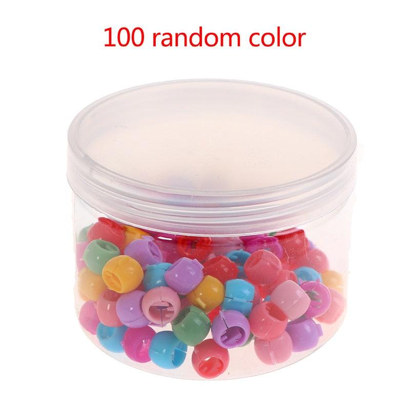 100Pcs Cute Candy Colors Plastic Hairpins Mini Hair Claw Clips Hair Braids Maker Beads Headwear Gorgeous Hair Accessories For Women
