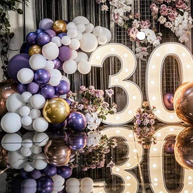 100Pcs Dark Purple White And Gold Balloons Arch Garland For Baby Shower Engagement Wedding Birthday Theme Anniversary Decoration For Party - STEVVEX Balloons - 100 pcs balloons, 90, balloon, balloons, birthday balloon, Cute Balloons, decoration balloons, engagment balloons, girls balloons, happy birhday balloon, luxury balloons, party balloons, wedding balloons - Stevvex.com