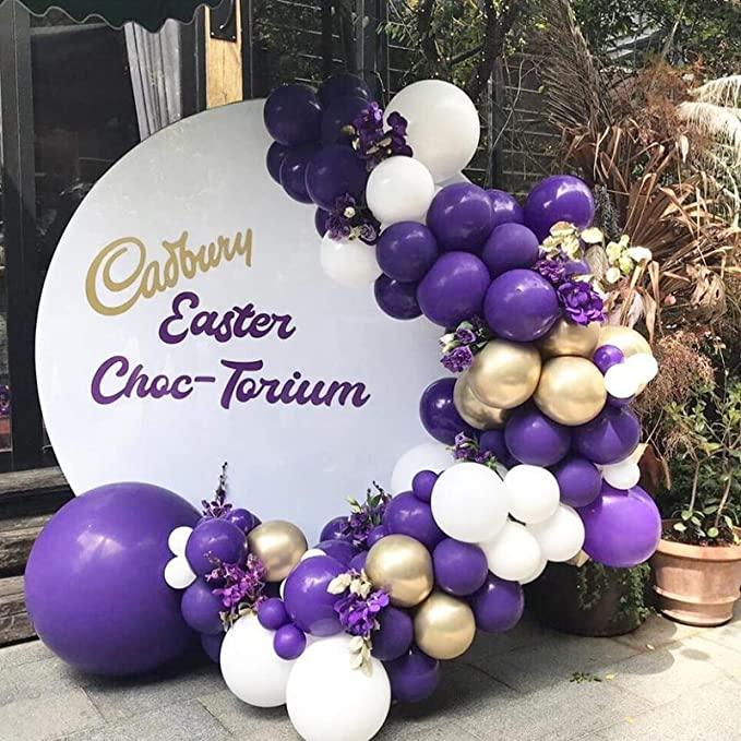100Pcs Dark Purple White And Gold Balloons Arch Garland For Baby Shower Engagement Wedding Birthday Theme Anniversary Decoration For Party - STEVVEX Balloons - 100 pcs balloons, 90, balloon, balloons, birthday balloon, Cute Balloons, decoration balloons, engagment balloons, girls balloons, happy birhday balloon, luxury balloons, party balloons, wedding balloons - Stevvex.com