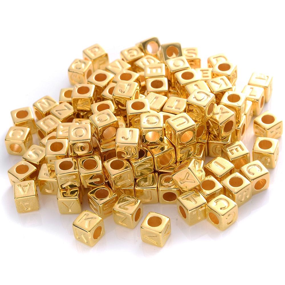 100Pcs/lot Gold Silver Color Letter Beads Flat Round Acrylic Alphabet Spacer Beads For Jewelry Making Bracelet Necklace Acrylic Alphabet Letter Beads A-Z Letter for Jewelry Making