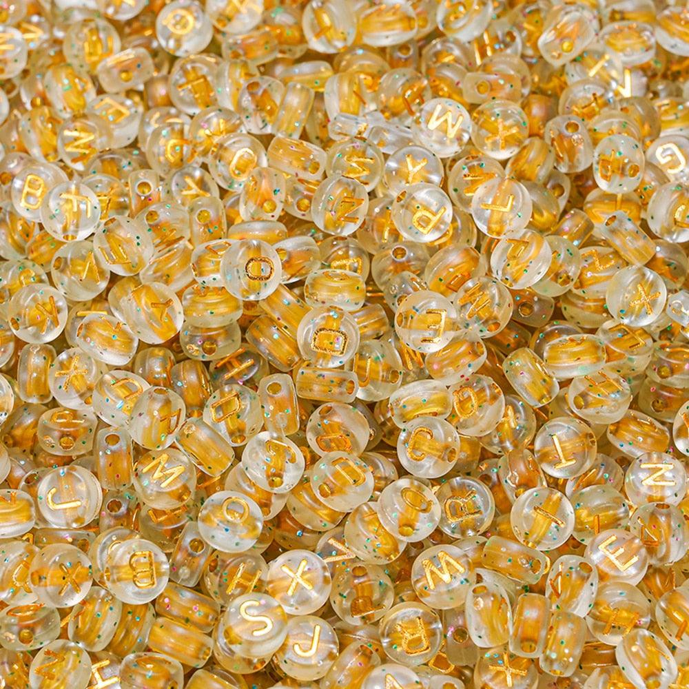 100Pcs/lot Gold Silver Color Letter Beads Flat Round Acrylic Alphabet Spacer Beads For Jewelry Making Bracelet Necklace Acrylic Alphabet Letter Beads A-Z Letter for Jewelry Making