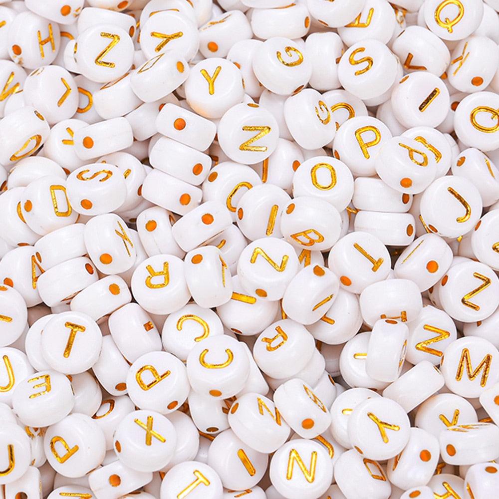 100Pcs/lot Gold Silver Color Letter Beads Flat Round Acrylic Alphabet Spacer Beads For Jewelry Making Bracelet Necklace Acrylic Alphabet Letter Beads A-Z Letter for Jewelry Making
