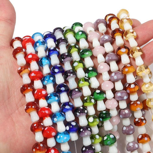10/20pcs/lot Mixed Colors Lamp work Mushroom Beads Glass Beads For Jewelry Making Necklace Bracelet Accessories Loose Spacer Beads Handmade Charm Bracelet for Jewelry Making Spacer Loose Beads