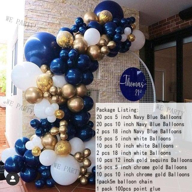 104pcs Navy Blue And Gold White Balloon Garland Arch Kit For Wedding Birthday Party  Baby Shower Girl Bridal Shower Birthday Party Decorations