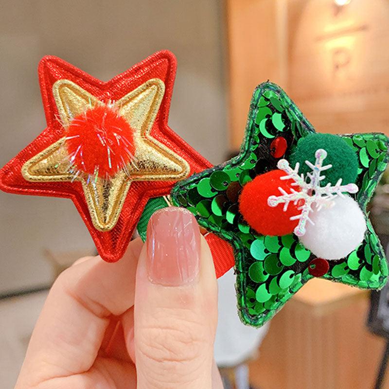 10pcs Cartoon Christmas Hairpin For Kids Lovely Pom-pom Children Hairpins Christmas Tree Decrative Hair Clips Fashion Hair Accessories For Women