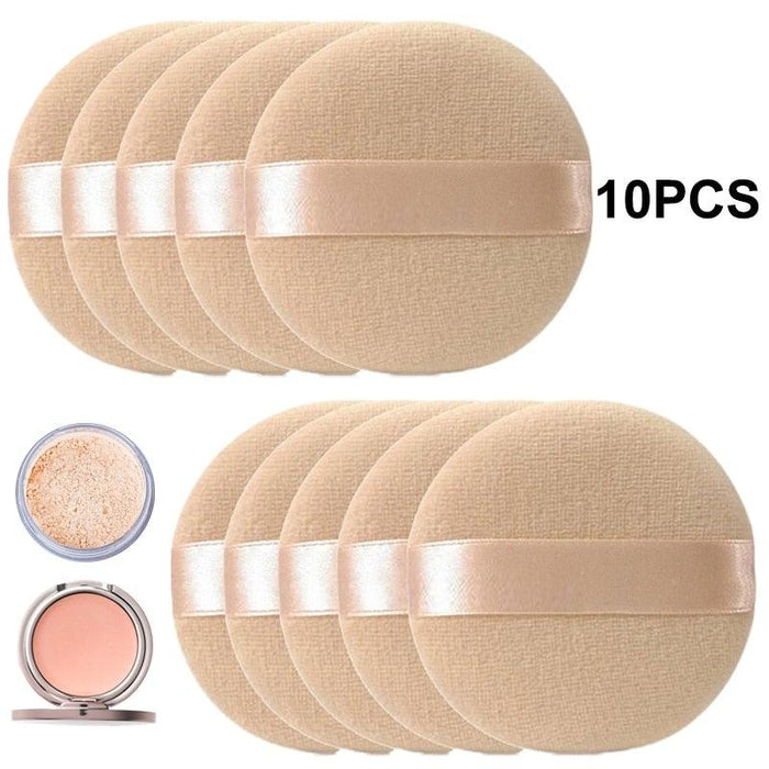 10pcs Professional Round Shape Face Body Powder Portable Soft Cosmetic Puff Makeup Sponge and Makeup Puff For Liquid Foundation