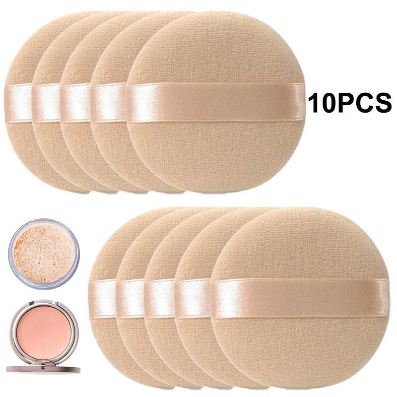 10pcs Professional Round Shape Face Body Powder Portable Soft Cosmetic Puff Makeup Sponge and Makeup Puff For Liquid Foundation