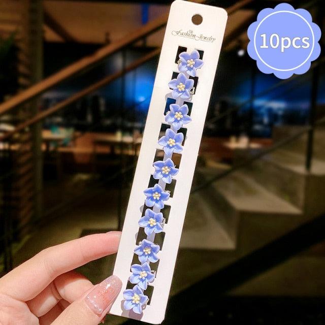 10pcs Small Flower Buckle Hair Clips Hairpins for Women Girls Fashion Hair Styles Holder Hair Pins Claws Wedding Hair Accessories for Brides and Bridesmaids