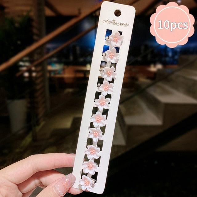 10pcs Small Flower Buckle Hair Clips Hairpins for Women Girls Fashion Hair Styles Holder Hair Pins Claws Wedding Hair Accessories for Brides and Bridesmaids