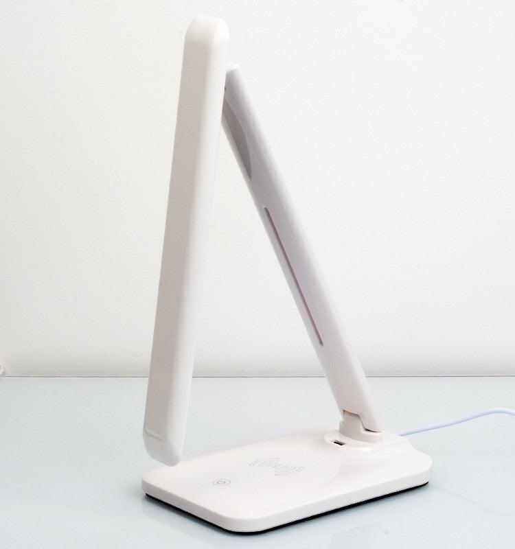 10W LED Desk Lamp with phone Wireless Charger, USB Charging Port, Dimmable Eye-Caring Office Lamp for Work,  Folding Design Decorative Table Lamp Cute Study Lamps for Bedroom Décor