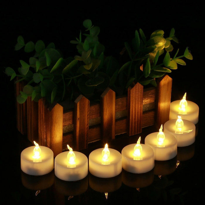 12Pcs New Battery Operated LED Tea Lights Candles  Realistic and Bright Flickering Bulb Battery Operated Flameless LED Tea Light for Seasonal and Festival Celebration Home Decoration Flameless  birthday Decorations Party Supplies