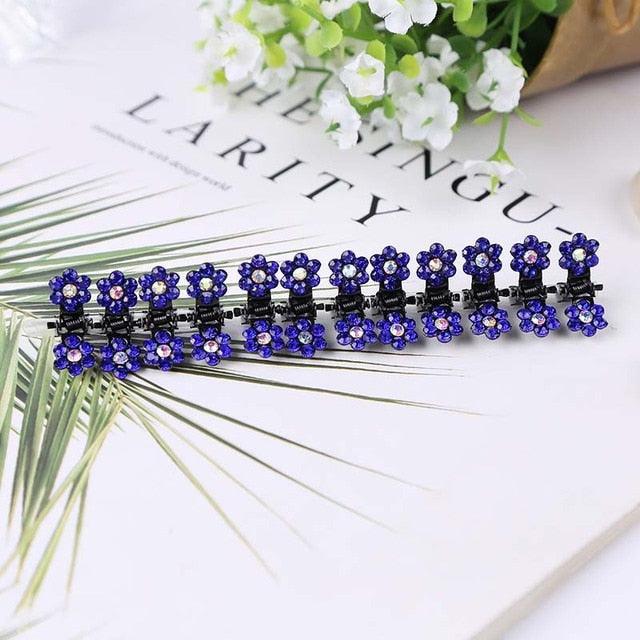 12pcs/set Mini Rhinestone No-Slip Grips Hair Clips for Women Girls Glitter Teeth Metal Clamps Flower Gorgeous Hair Accessories For Brides And Bridesmaids