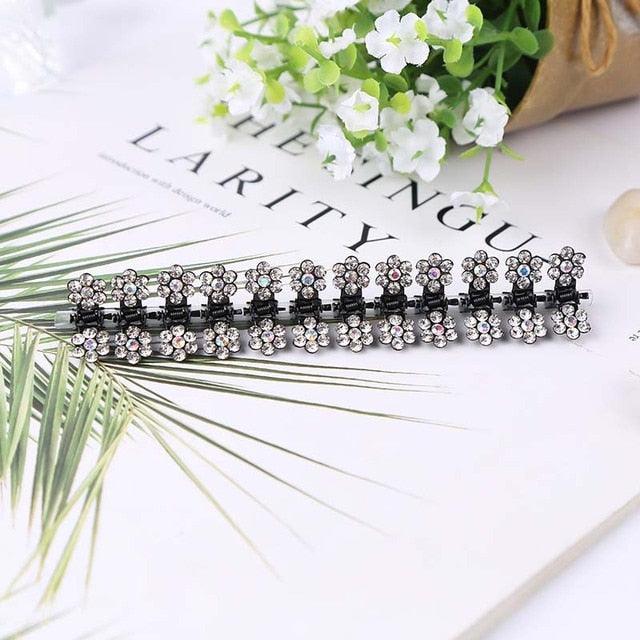 12pcs/set Mini Rhinestone No-Slip Grips Hair Clips for Women Girls Glitter Teeth Metal Clamps Flower Gorgeous Hair Accessories For Brides And Bridesmaids
