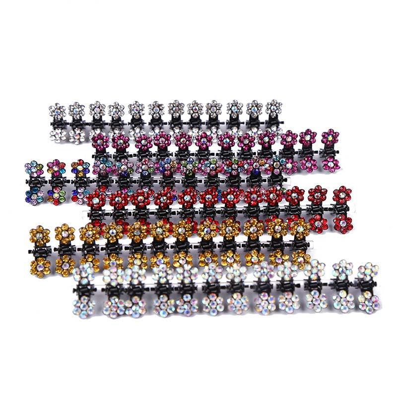 12pcs/set Mini Rhinestone No-Slip Grips Hair Clips for Women Girls Glitter Teeth Metal Clamps Flower Gorgeous Hair Accessories For Brides And Bridesmaids