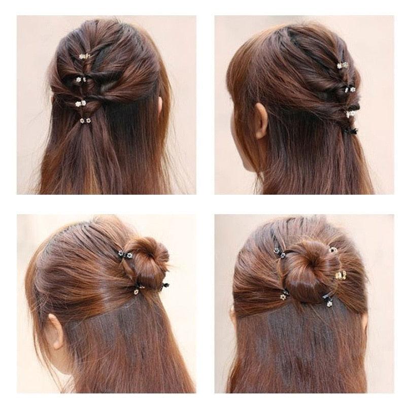 12pcs/set Mini Rhinestone No-Slip Grips Hair Clips for Women Girls Glitter Teeth Metal Clamps Flower Gorgeous Hair Accessories For Brides And Bridesmaids