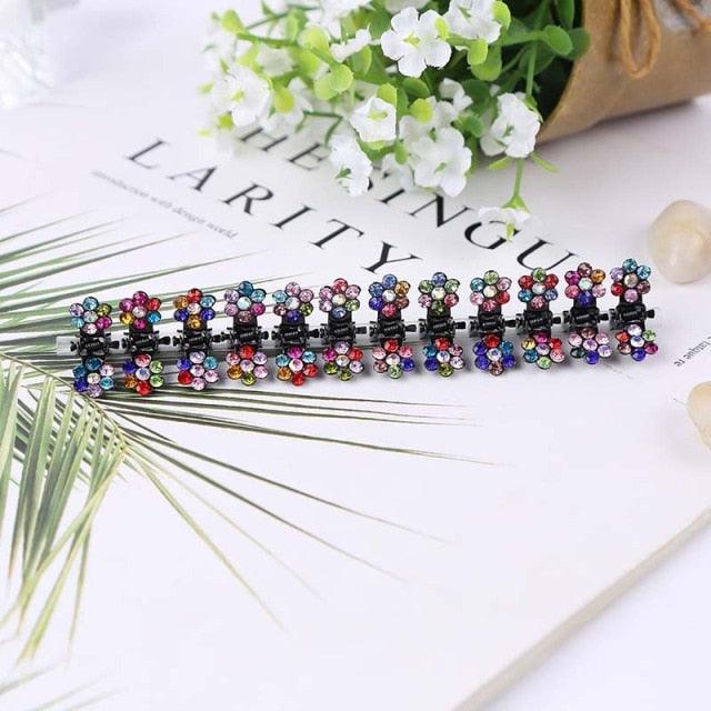 12pcs/set Mini Rhinestone No-Slip Grips Hair Clips for Women Girls Glitter Teeth Metal Clamps Flower Gorgeous Hair Accessories For Brides And Bridesmaids