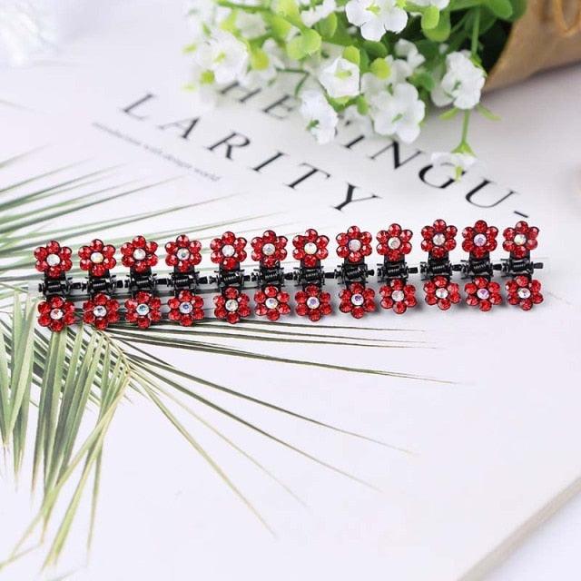12pcs/set Mini Rhinestone No-Slip Grips Hair Clips for Women Girls Glitter Teeth Metal Clamps Flower Gorgeous Hair Accessories For Brides And Bridesmaids