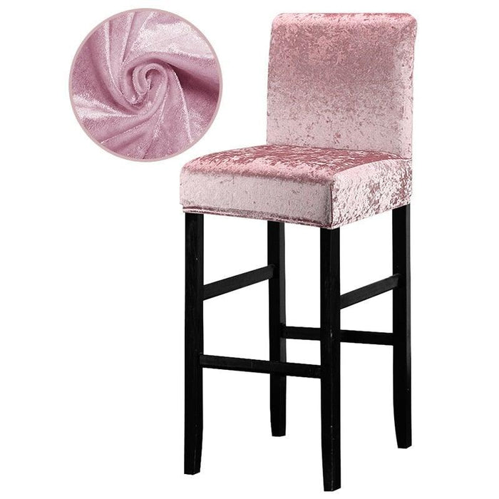 13 Solid Colors Shiny Velvet Fabric Small Size Chair Cover Seat Covers For Bar Stool Chairs Slipcover Home Hotel Decoration Velvet Stretch Dining Room Chair Covers Soft Removable Dining Chair Slipcovers