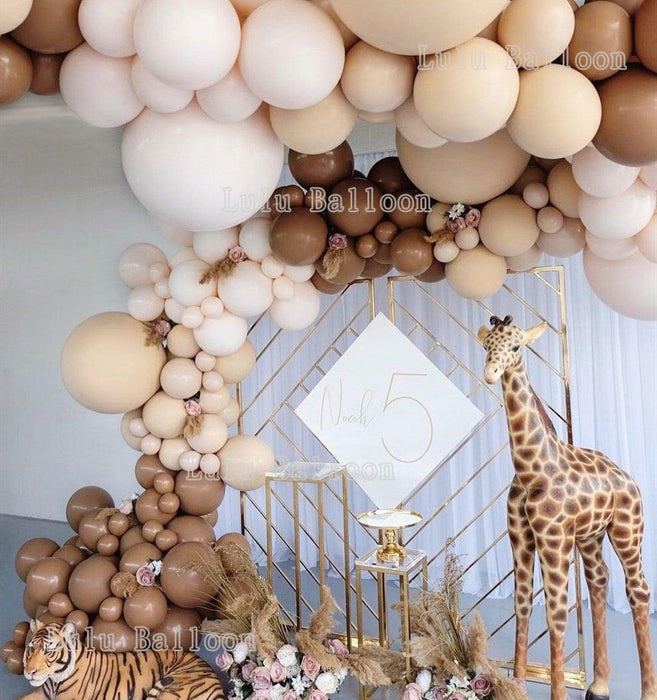 138 pcs Coffee Brown And Skin Balloon Arch Garland Kit For Kids Baby Shower Birthday Party Decoration Girls and Boys Universal Birthday Party Kid Decoration