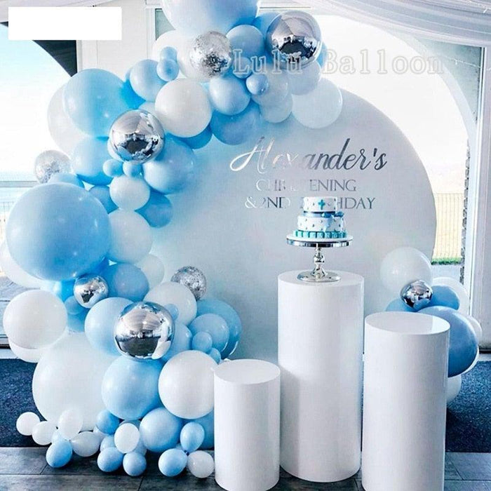 141pcs Luxury Blue Silver And White Boys Balloon Arch Garland Kit For Bridal Baby Shower Wedding Birthday Graduation Party Baby Shower Ballon Party Decoration