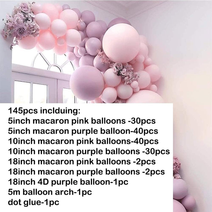 145pcs Pink Balloon Arch Garland For Festival Picnic Family Engagement Wedding Birthday Party Pink Theme Anniversary Celebration Decoration Ballons for Girls Birthday