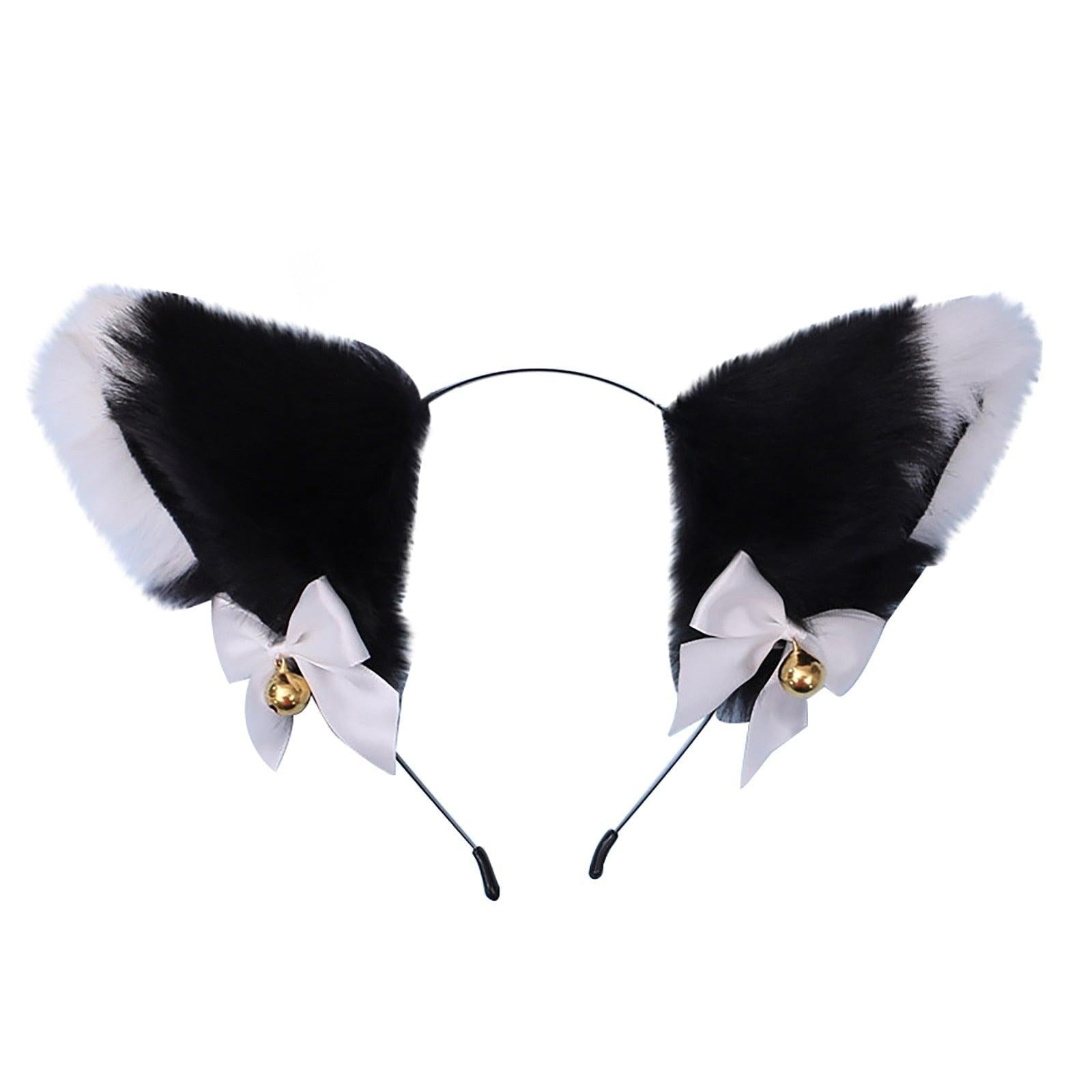 15 Colors Beautiful Masquerade Halloween Cat Ears Cosplay Cat Ear Party Costume Bow Tie Bell Headwear Headband Gorgeous Hair Accessories For Women