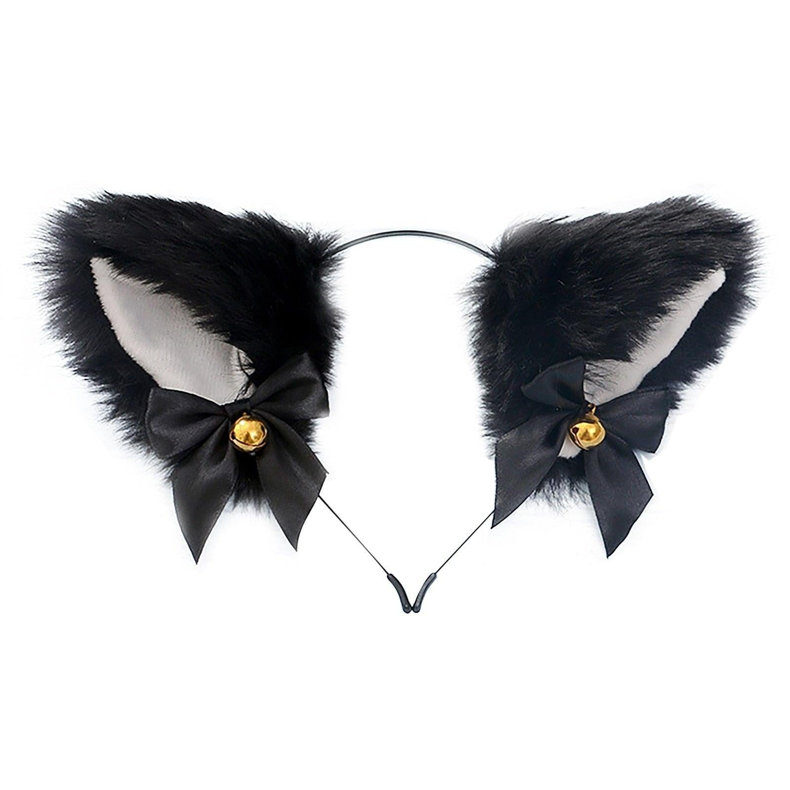 15 Colors Beautiful Masquerade Halloween Cat Ears Cosplay Cat Ear Party Costume Bow Tie Bell Headwear Headband Gorgeous Hair Accessories For Women