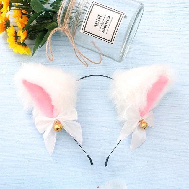 15 Colors Beautiful Masquerade Halloween Cat Ears Cosplay Cat Ear Party Costume Bow Tie Bell Headwear Headband Gorgeous Hair Accessories For Women