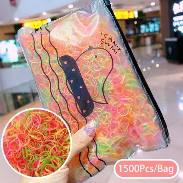 1500Pcs/Bag Girls Colorful Small Disposable Rubber Bands Children Elastic Hair Bands Ponytail Holder Scrunchie Ponytail Holder Accessories for Women Girls
