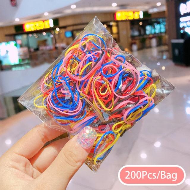 1500Pcs/Bag Girls Colorful Small Disposable Rubber Bands Children Elastic Hair Bands Ponytail Holder Scrunchie Ponytail Holder Accessories for Women Girls