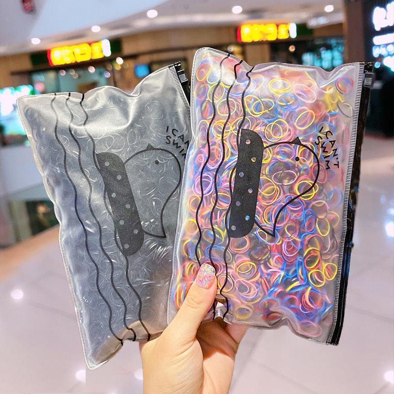 1500Pcs/Bag Girls Colorful Small Disposable Rubber Bands Children Elastic Hair Bands Ponytail Holder Scrunchie Ponytail Holder Accessories for Women Girls