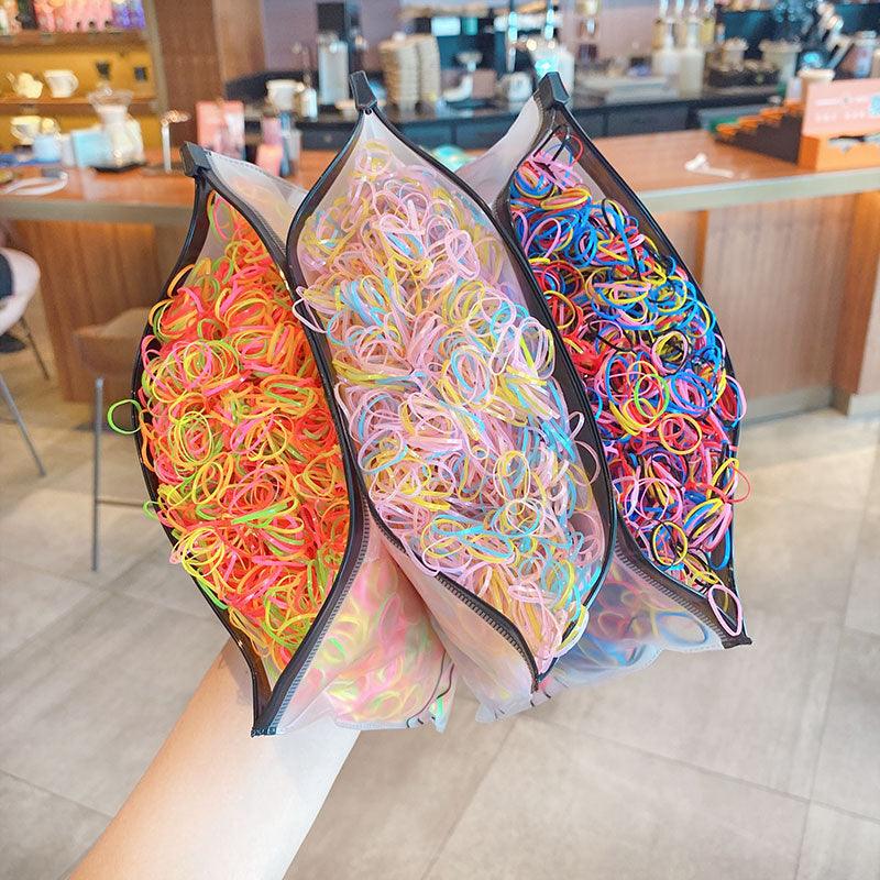 1500Pcs/Bag Girls Colorful Small Disposable Rubber Bands Children Elastic Hair Bands Ponytail Holder Scrunchie Ponytail Holder Accessories for Women Girls