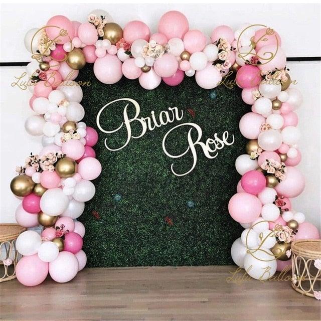 152PCS Rose Pink And Gold Balloon Garland Arch Kit For Baby Shower Valentine's Day Wedding Kid Birthday Decorations Girl Birthday Party Decoration