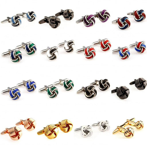 16 Designs Metal Knots Cufflink Unique Party Cuff Link For Wedding Business Gift Knot Stainless Steel Cufflinks For Dad Father Grand-Father Great Gift For Special Event