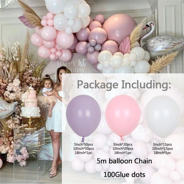 175pcs Pink Purple Arch Garland Kit Balloons Set For Birthday Wedding Party Background Decor Bridal Showers Girl Birthday Decoration