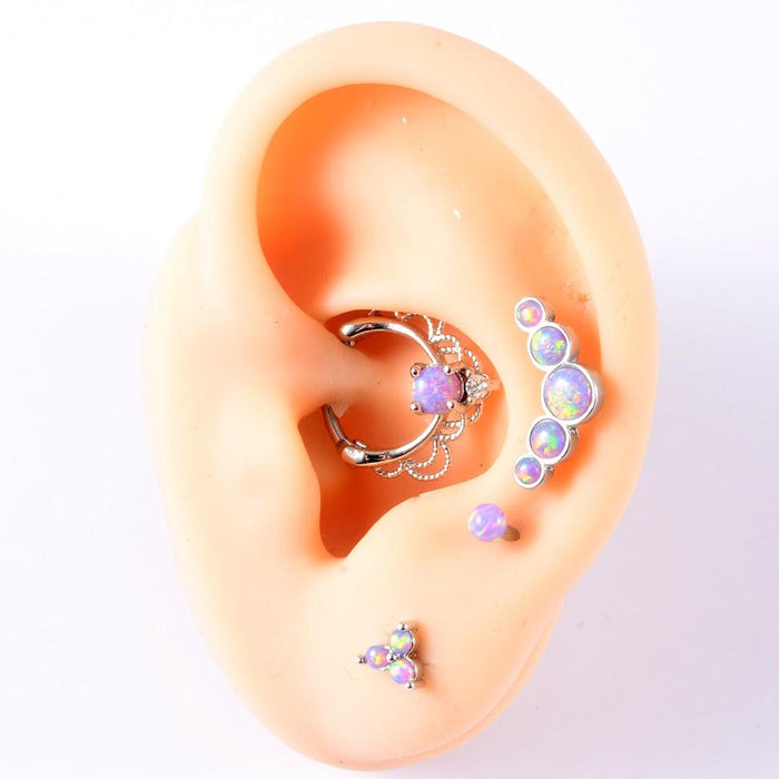 1PC Cluster Ear Tragus Helix Cartilage Piercing Surgical Steel Opal Nose Ring Septum Clicker Earring Labret Jewelry Nose Hoop Rings Hinged Ear Nose Septum Piercing Women Men Nose Tiny Helix Cartilage Tragus Ring Body Jewelry