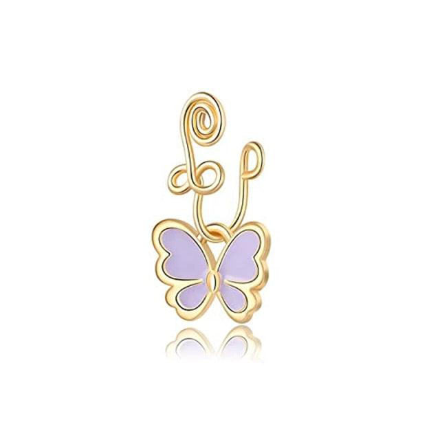1Pc Crystal Butterfly Fake Nose Ring Non Piercing Clip On Nose Ring Indian Style Nose Cuff Fake Piercing Septum Goth Butterfly Copper Wire Spiral Fake Piercing Nose Ring Punk Gold Color Clip Nose Ring Jewelry Fake Piercings Gold Fake Nose Ring for Women