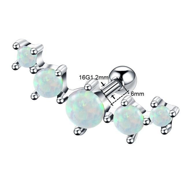 1PC Steel Opal Ear Cartilage Tragus Helix Clicker Nose Septum Rings Barbell Helix Piecing Cartilage Earring Lip Eyebrow Belly CBR Piercings Belly Button Ring Piercing Body Jewelry Nightclub Dance Stainless Steel Earrings Body Jewelry