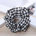 1PC Vintage Scrunchie Stretch Headband Dot Plaid Scrunchies Women Elastic Hair Bands Girls Hair Ties Striped Ponytail Holder Accessories for Women