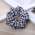 1PC Vintage Scrunchie Stretch Headband Dot Plaid Scrunchies Women Elastic Hair Bands Girls Hair Ties Striped Ponytail Holder Accessories for Women