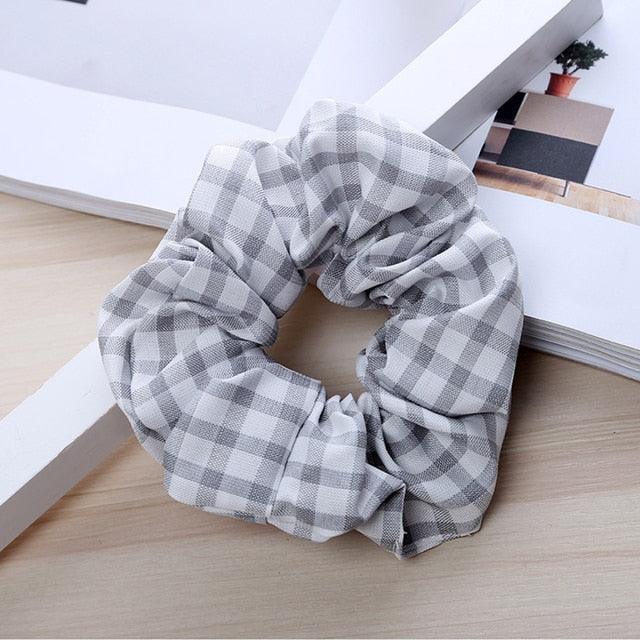 1PC Vintage Scrunchie Stretch Headband Dot Plaid Scrunchies Women Elastic Hair Bands Girls Hair Ties Striped Ponytail Holder Accessories for Women