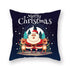 1Pcs Blue Christmas Tree Deer Santa Claus Pattern Polyester Cushion Cover Merry Christmas Throw Cushion Covers Tree Reindeer Star Pillow Case For Party Home Decoration Decorative Sofa Home Decor Pillowcover 45x45cm
