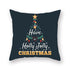 1Pcs Blue Christmas Tree Deer Santa Claus Pattern Polyester Cushion Cover Merry Christmas Throw Cushion Covers Tree Reindeer Star Pillow Case For Party Home Decoration Decorative Sofa Home Decor Pillowcover 45x45cm