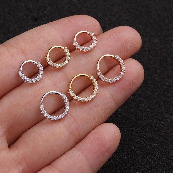 1PCS CZ Hoop Earring Cartilage Earrings Tragus Jewelry Rope Septum Piercing Hinge Hoop Non Pierced Without Hole Nose Ring Clip On Nose Hoop Ring Stainless Steel Non-Piercing Fake Piercings Nose Piercing Jewelry Cartilage Earrings for Men Women