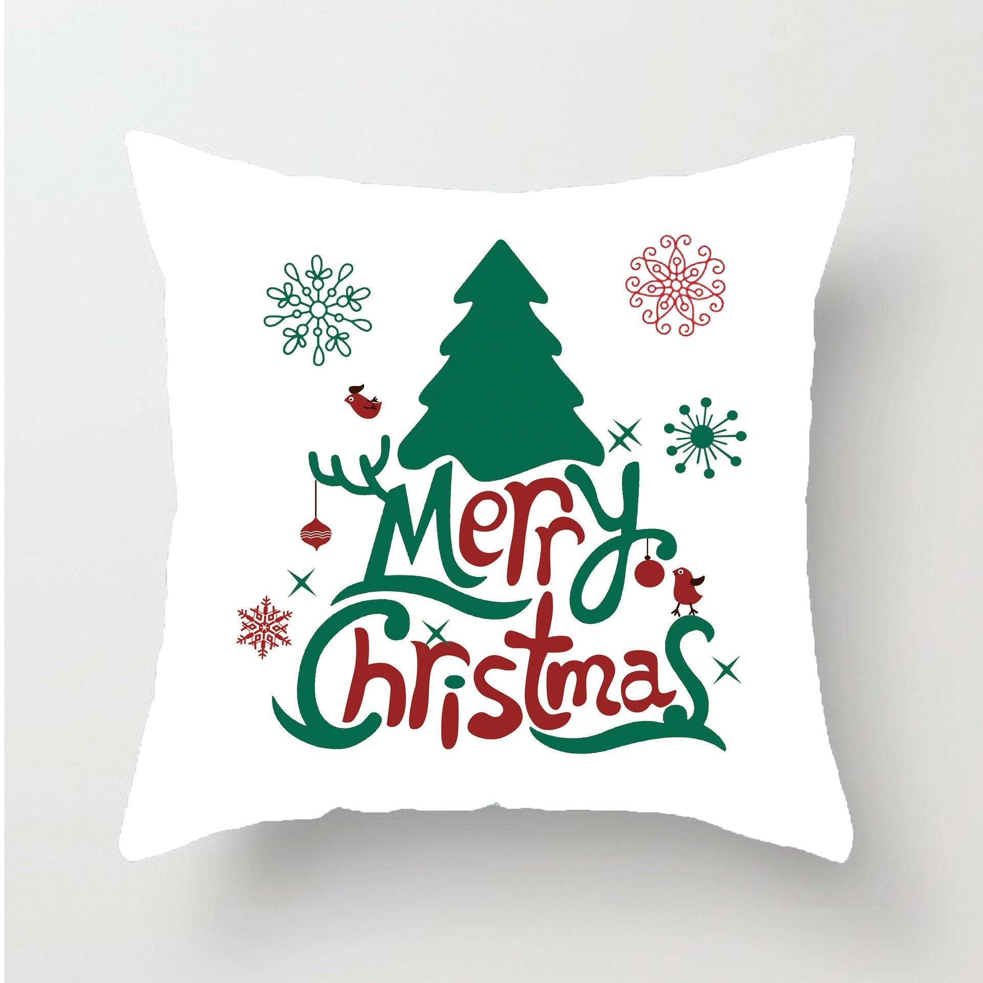 1Pcs Happy New Year Christmas Decorations Pillows Cover Merry Christmas Throw Cushion Covers Tree Reindeer Star Pillow Case For Party Home Decoration 45x45CM