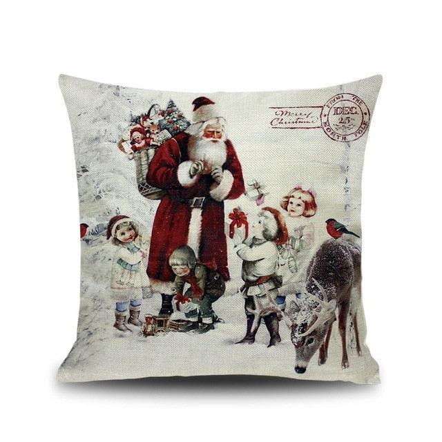 1Pcs Happy New Year Christmas Decorations Pillows Cover Merry Christmas Throw Cushion Covers Tree Reindeer Star Pillow Case For Party Home Decoration 45x45CM