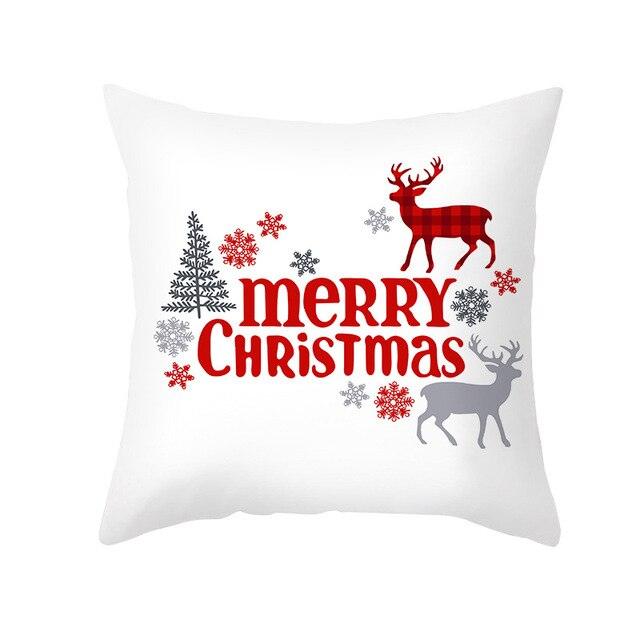 1Pcs Happy New Year Christmas Decorations Pillows Cover Merry Christmas Throw Cushion Covers Tree Reindeer Star Pillow Case For Party Home Decoration 45x45CM