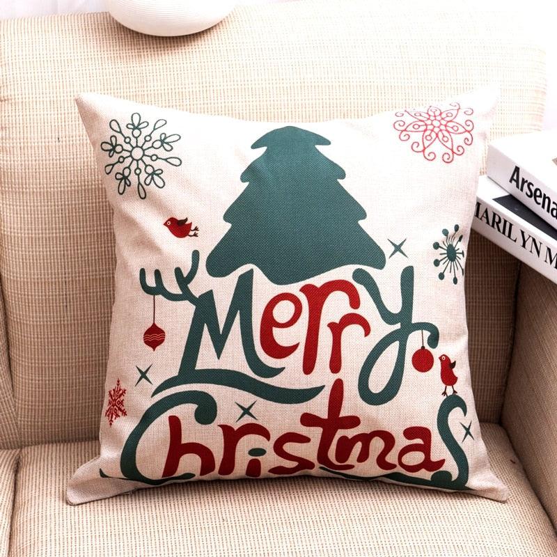1Pcs Happy New Year Christmas Decorations Pillows Cover Merry Christmas Throw Cushion Covers Tree Reindeer Star Pillow Case For Party Home Decoration 45x45CM