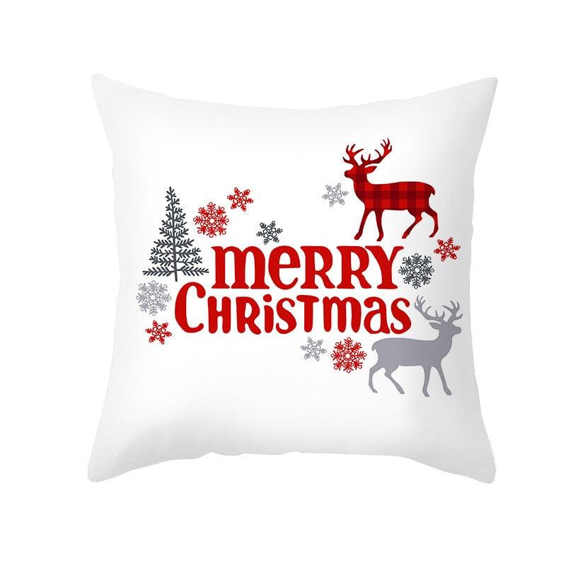 1Pcs Happy New Year Christmas Decorations Pillows Cover Merry Christmas Throw Cushion Covers Tree Reindeer Star Pillow Case For Party Home Decoration 45x45CM